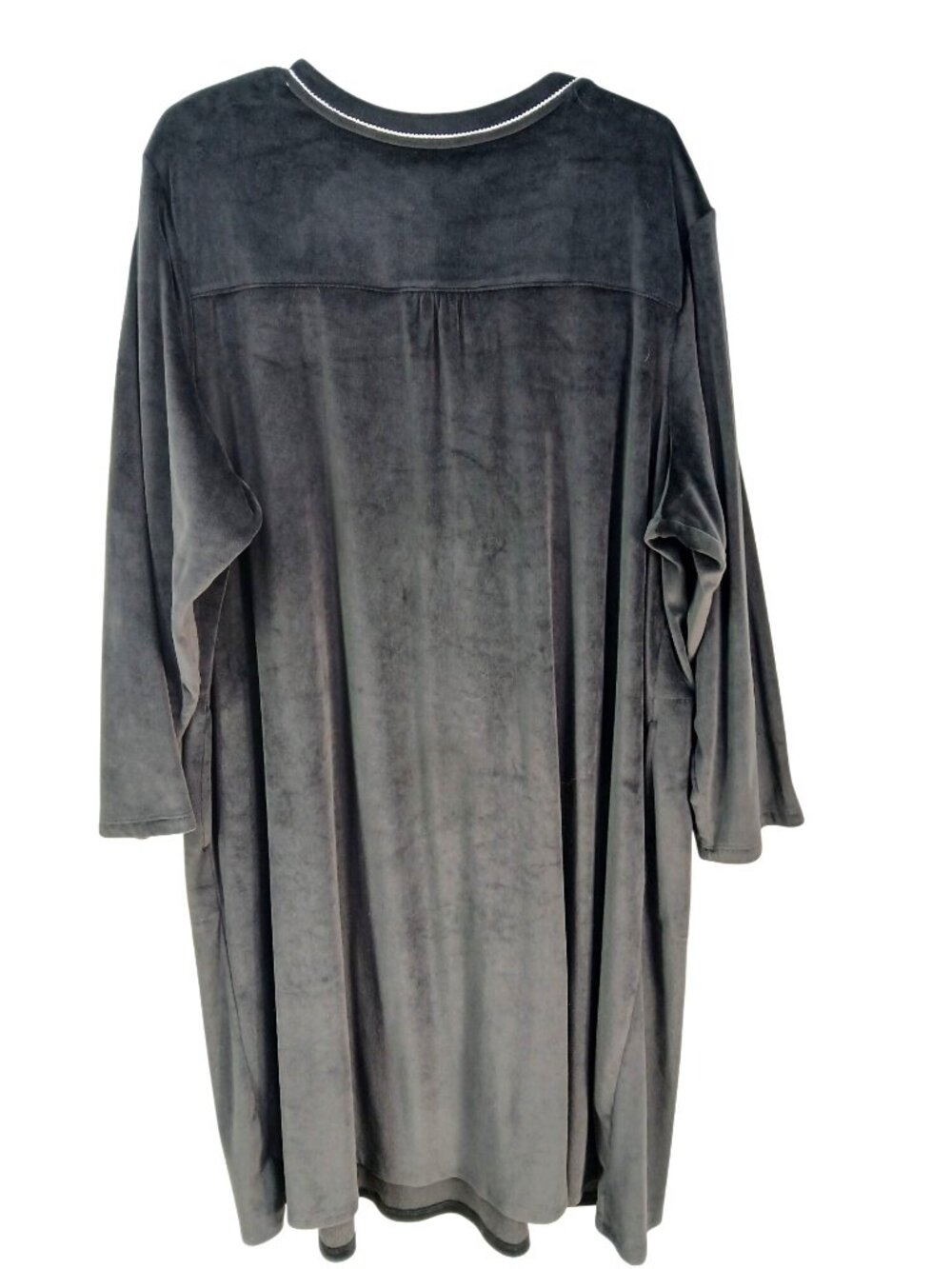 Aria Collection Womens 3X Black Velour Nightgown Button Front Knit Recycled Eco - Picture 4 of 13